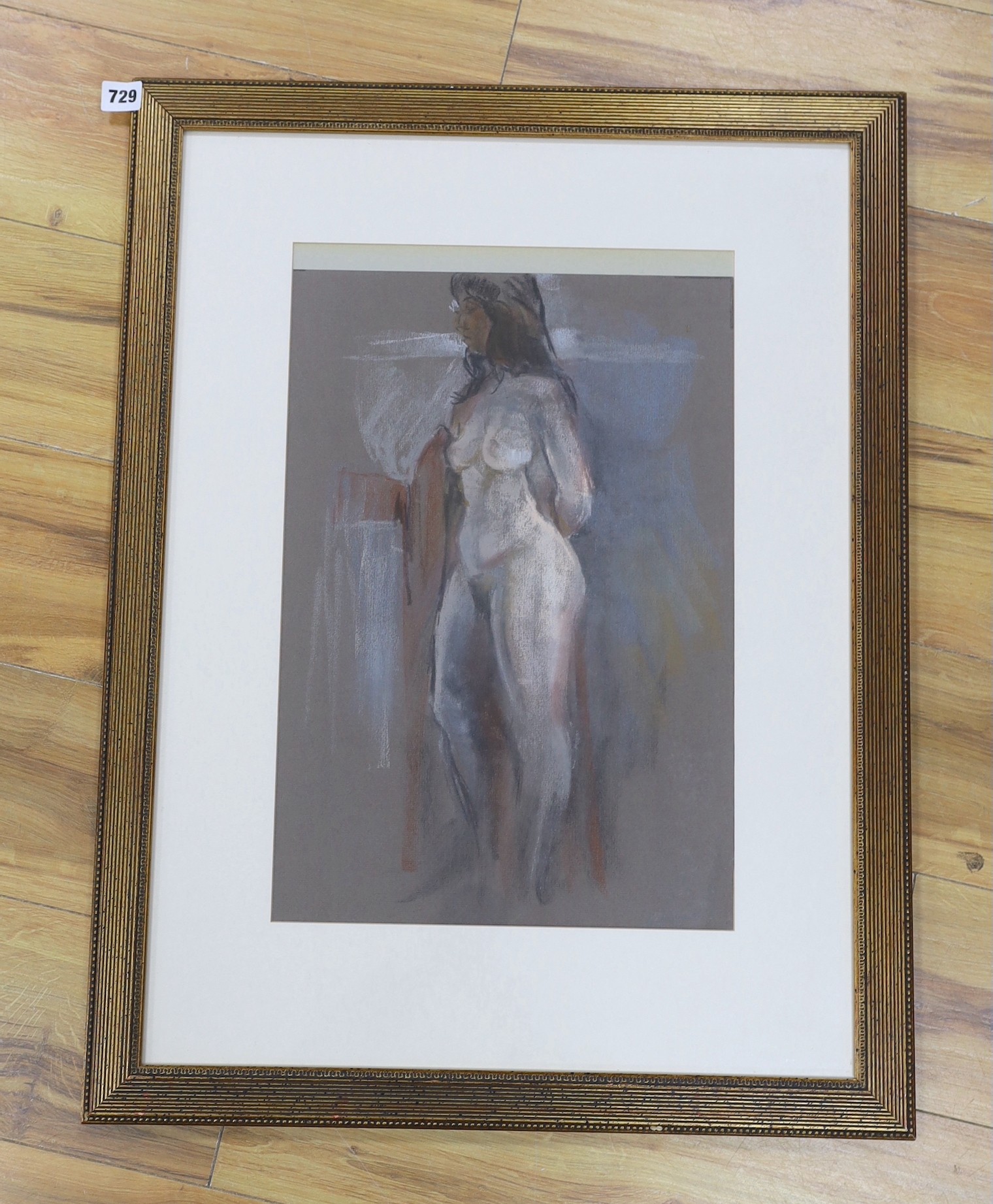 John Pearce (b.1942), pastel, Standing female nude, signed, 49 x 32cm